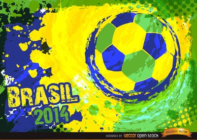 巴西2014年蓝色绿色黄色足球背景