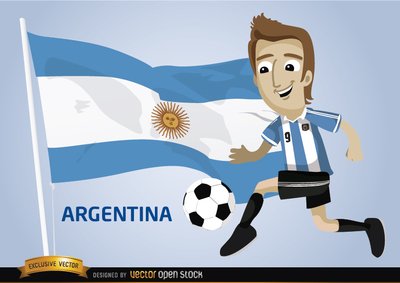 阿根廷足球卡通人物的旗帜