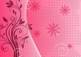 粉色鲜花花纹背景矢量潮流插画素材
