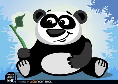 野生卡通大熊猫矢量素材