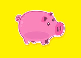 粉色小猪存钱罐矢量素材