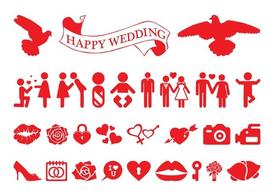 红色爱情婚姻潮流矢量图标素材