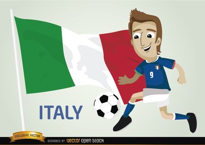 意大利足球运动员矢量插画人物潮流素材