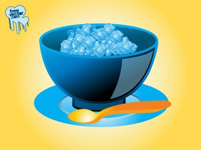 碗装蓝色冰块矢量素材