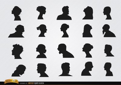 Profile silhouettes set