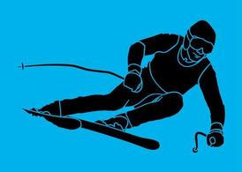 滑雪轮廓蓝色矢量素材