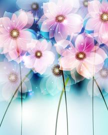 荧光色彩抽象花朵背景