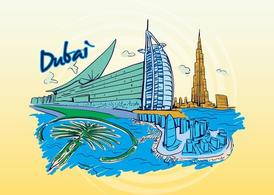 卡通迪拜旅游潮流矢量图