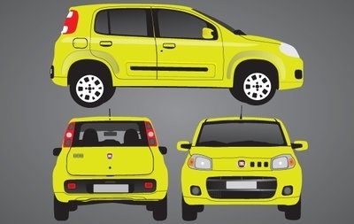黄色的新生Uno汽车集