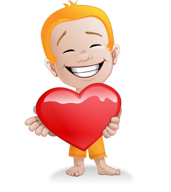 Male Vector Character with a Heart