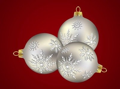 银与雪花装饰圣诞球