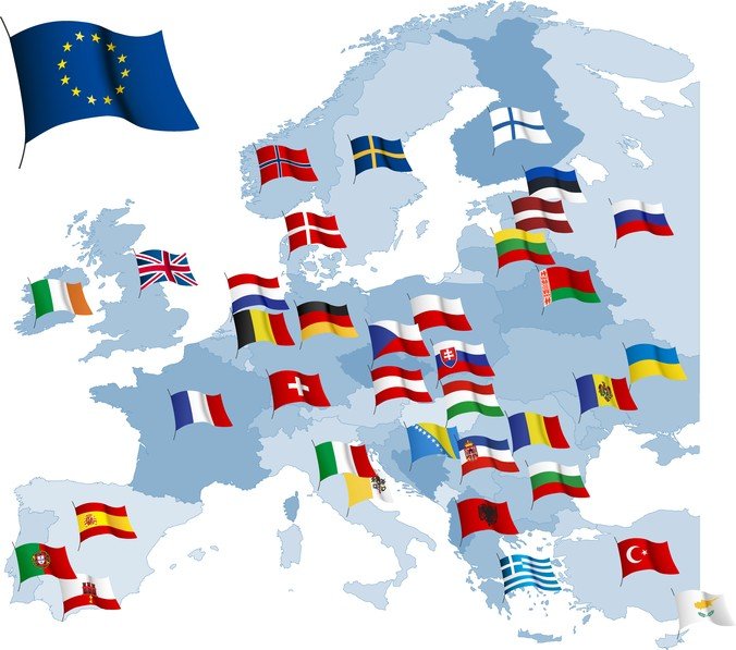 彩色创意欧盟旗帜标志矢量图
