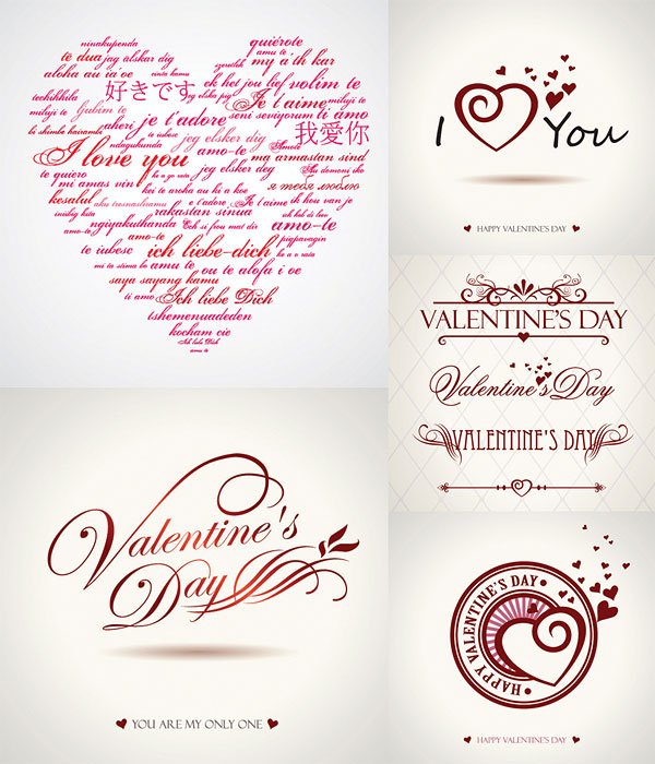 St Valentine\\'s Day Love Heart and Word Vector Art