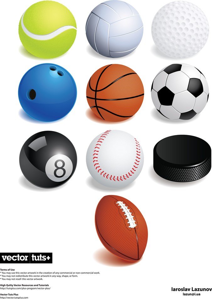 各种各样的球类运动矢量素材
