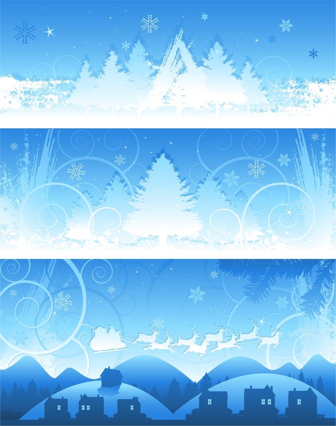 蓝色圣诞雪地背景矢量素材