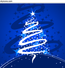 蓝色星星圣诞树矢量素材