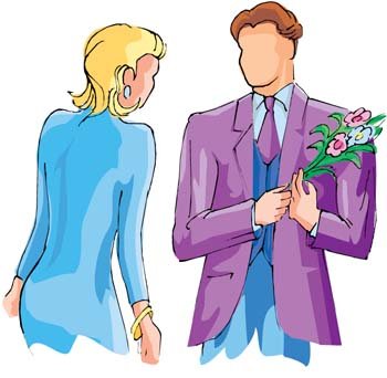男人对他的女友礼物一朵花