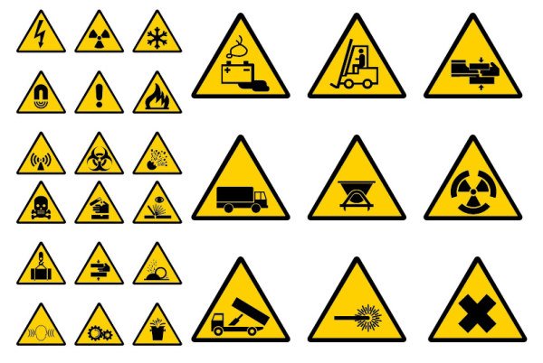 建筑商向量材料警告标签