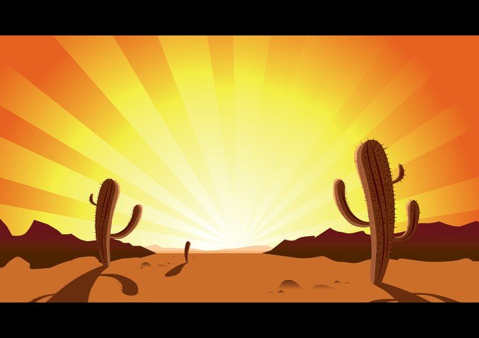 落日沙漠仙人掌