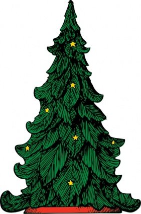 手绘绿色星星圣诞树矢量素材