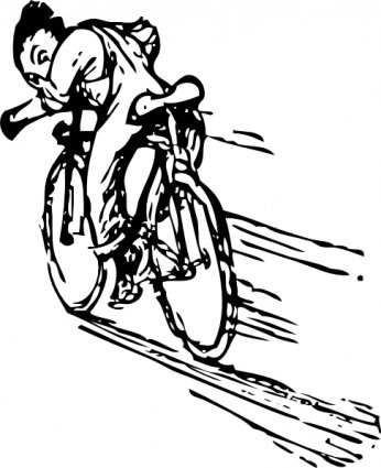 骑自行车手绘黑白矢量素材