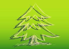绿色线稿圣诞树矢量素材
