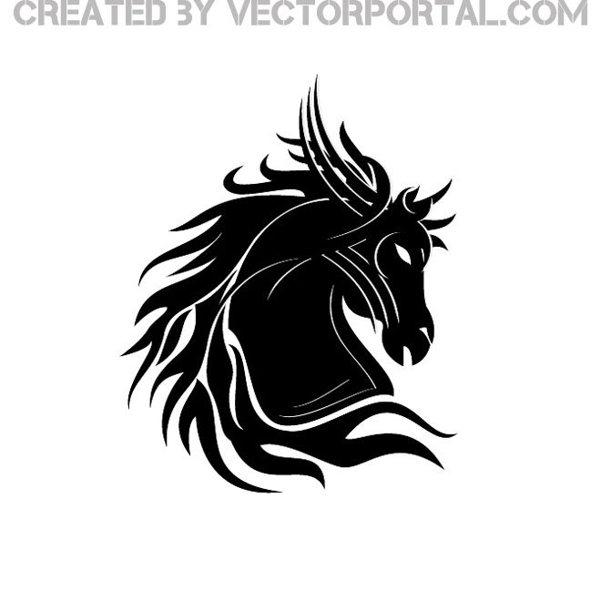 BLACK HORSE WITH HAIR VECTOR.eps