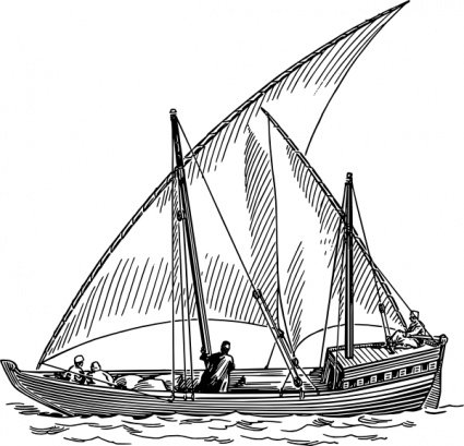 手绘单桅三角帆船矢量素材