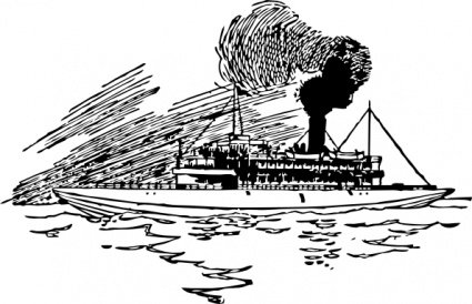 蒸汽船素描手绘矢量素材