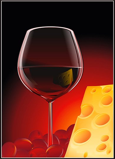 红酒、奶酪和葡萄