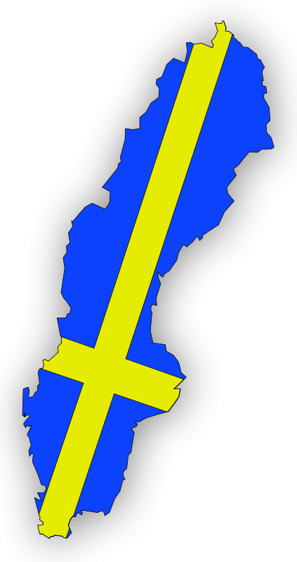 瑞典国旗在瑞典地图