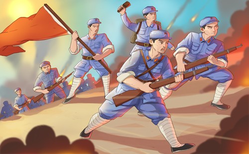 红军起义红色文化插画素材