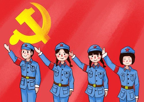 红色军人创意文化插画