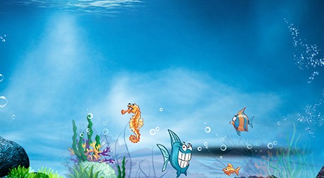 夏天游玩海洋动物世界蓝色元素免抠素材