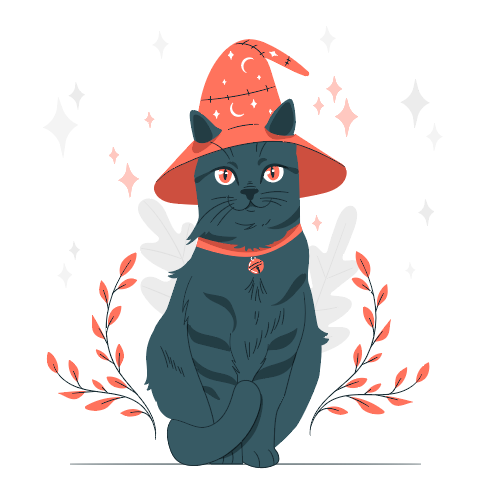 可爱橙色帽子万圣节猫咪矢量素材