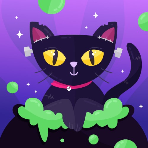 个性卡通黑色猫咪矢量素材