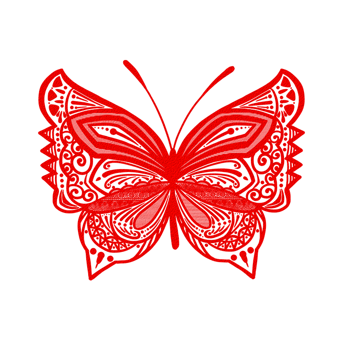 红色蝴蝶剪纸元素免抠素材