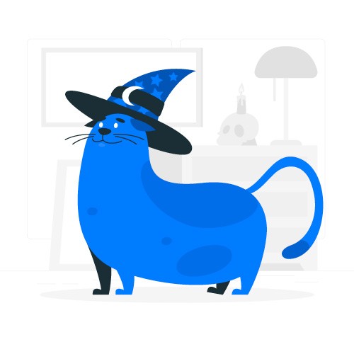 创意万圣节蓝色猫女巫帽矢量素材