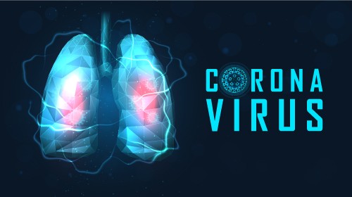 蓝色新冠感病毒防护肺部图背景矢量素材