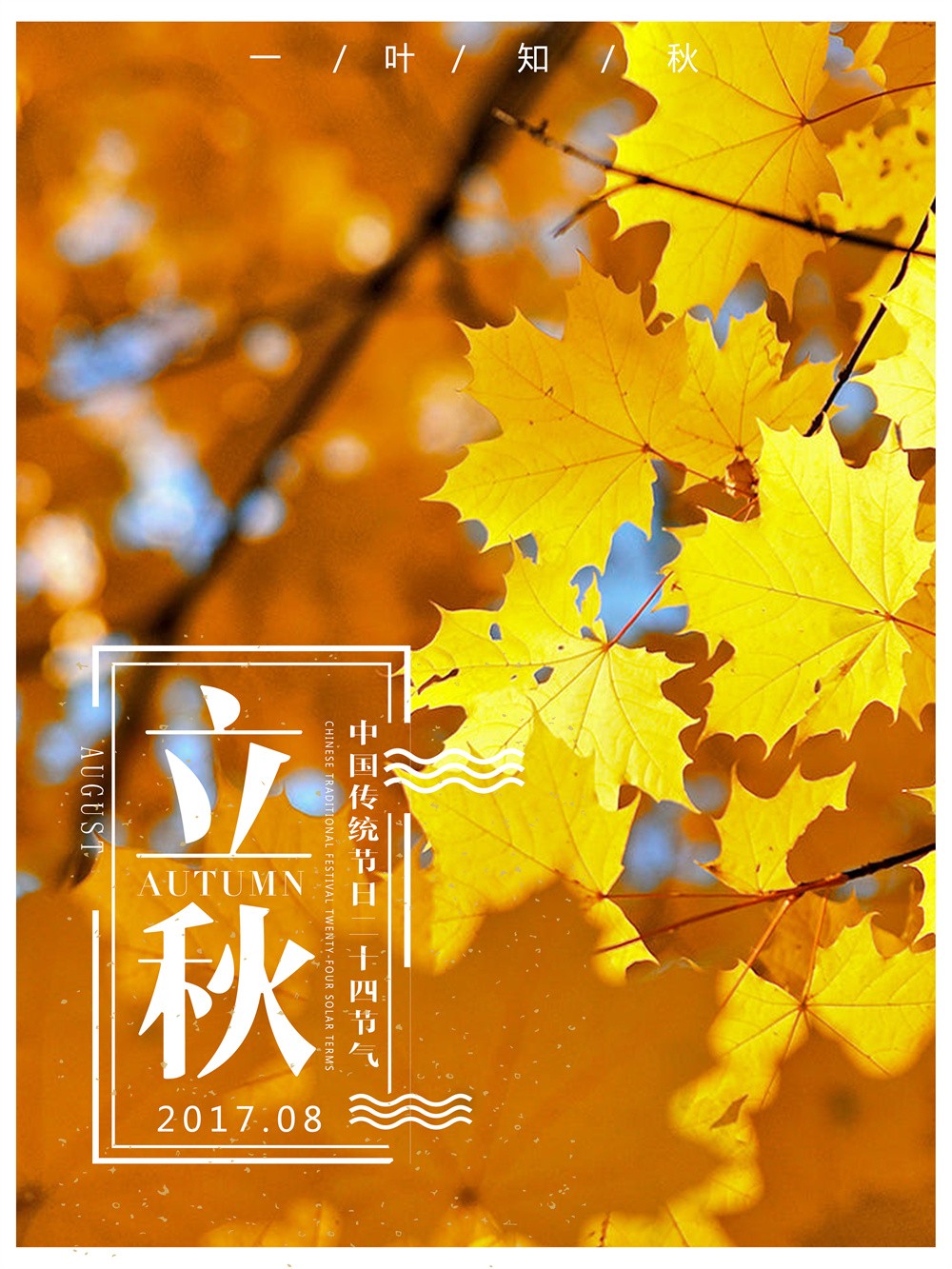 秋季枫叶主题立秋节气海报设计