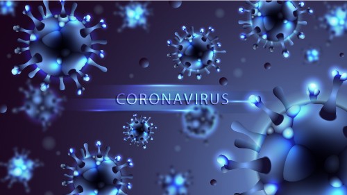蓝色新冠病毒模型图矢量素材
