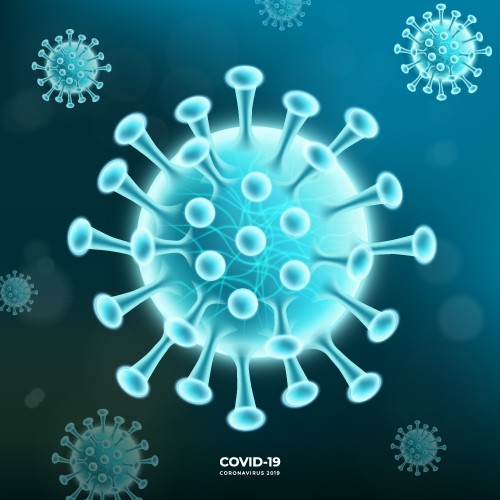 蓝色疫情新冠病毒结构矢量素材