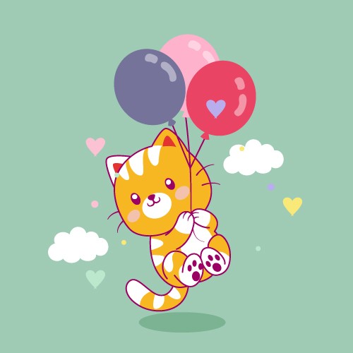 创意卡通可爱气球猫猫矢量素材