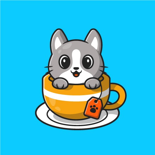 卡通可爱咖啡杯猫猫矢量素材