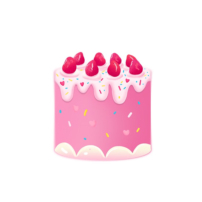 粉色草莓蛋糕大暑节气元素免抠素材