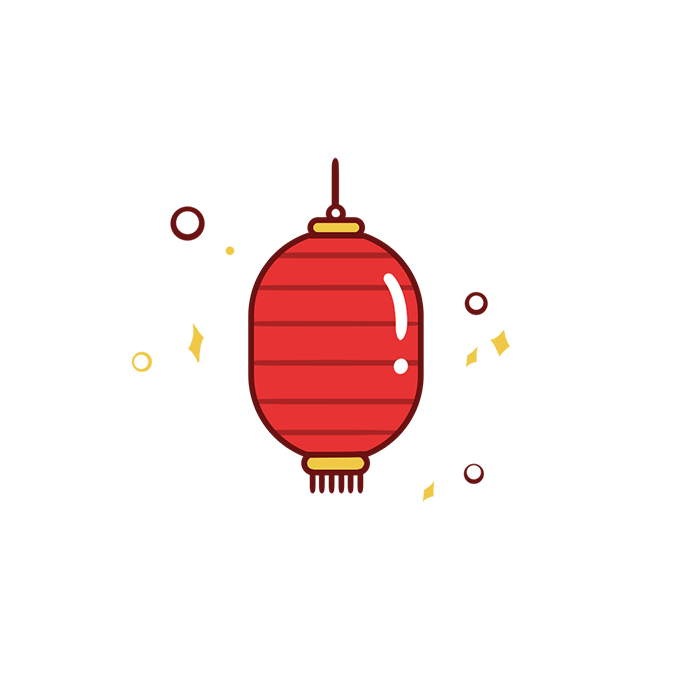 红色卡通灯笼七夕节手绘图元素免抠素材