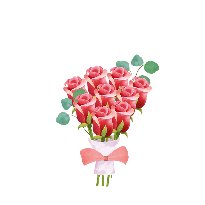 红色七夕情人节玫瑰花束花卉元素免抠素材