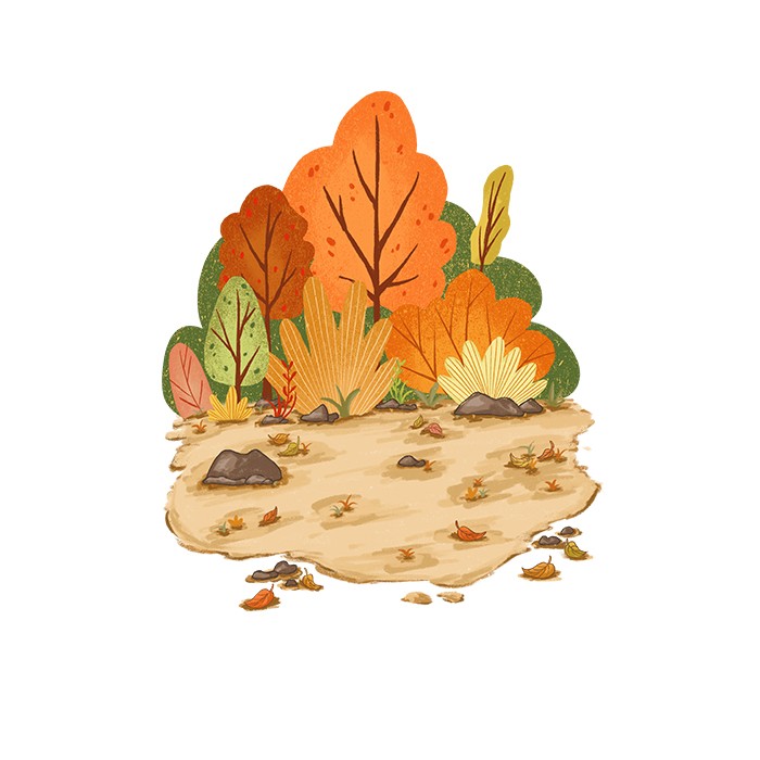 手绘秋天植物元素立秋小场景背景免抠素材
