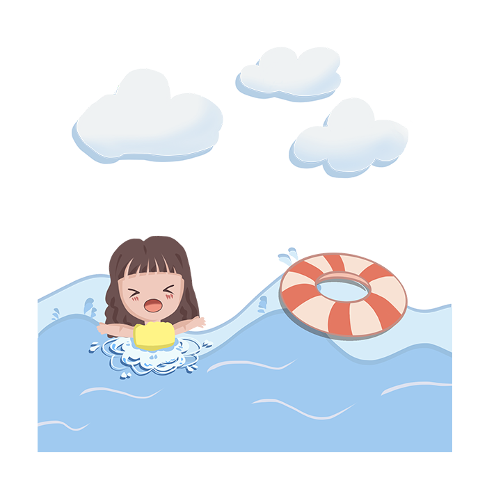 夏季暑假安全防范防溺水儿童元素免抠素材