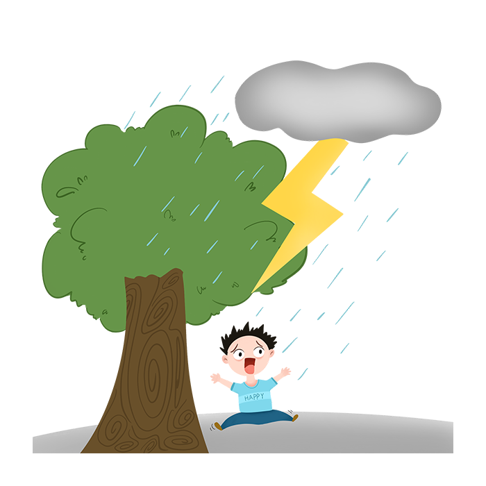 卡通暑假安全防范防雨防雷元素免抠素材